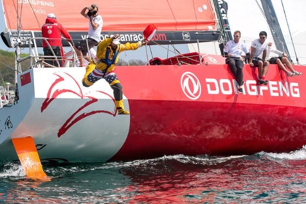 Sam Greenfield jumps off Dongfeng Race Team at Volvo Ocean Race Leg 7 start