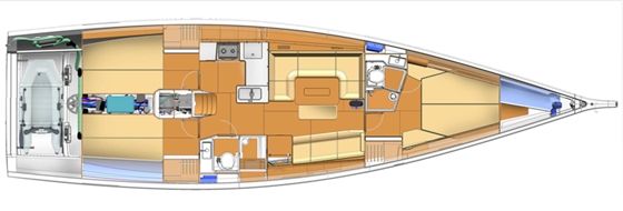 x-yachts-xp50-plan The layout doesn’t differ much from the XP 44, however the bow can be used either as a bosun’s cabin or as a sail locker.