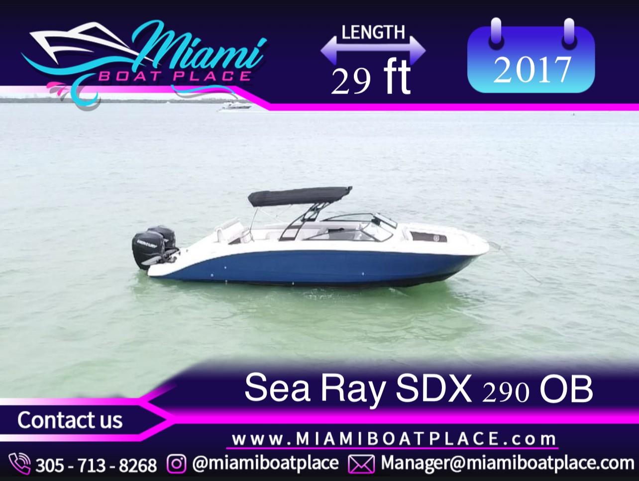 Sea Ray SDX 290 Outboard 2017 Sea Ray SDX 290 Outboard boat on water, 29 ft length, Miami Boat Place.