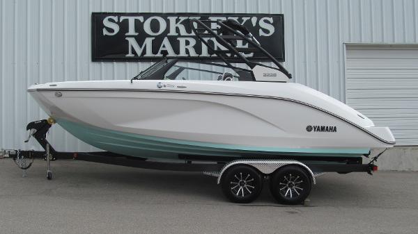 Yamaha Boats 222S 2025 Yamaha Boats 222S on trailer at Stokley's Marine dealership.