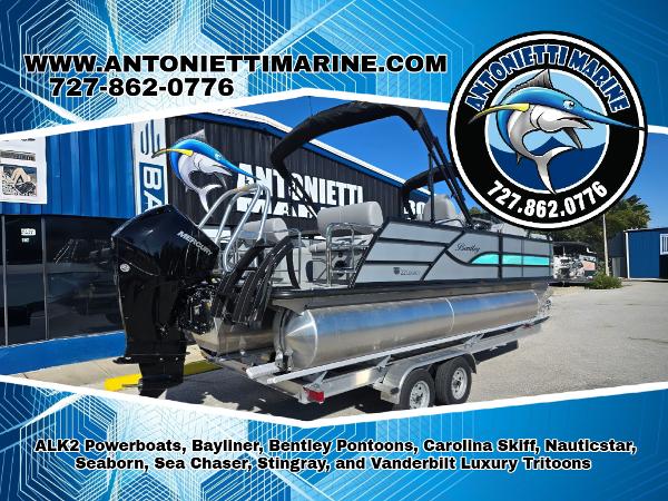 Bentley Pontoons 223 QUAD SWINGBACK LEGACY TRITOON 2025 Bentley Pontoons 223 Quad Swingback Legacy Tritoon at Antonietti Marine dealership.