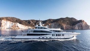 Amels Limited Edition Amels 200 Luxury yacht Amels Limited Edition 200 cruising near rocky coastline, 2021 model.
