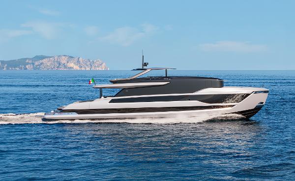 Extra X106 Fast Luxury yacht Extra X106 Fast 2026 cruising on open sea.