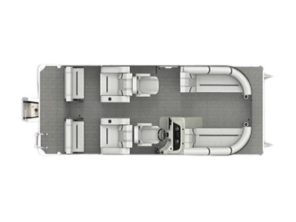 Crest Classic LX 220 SLRC Top view of 2023 Crest Classic LX 220 SLRC pontoon boat layout.