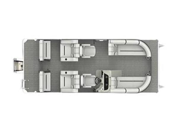Crest Classic LX 220 SLRC Top view of 2023 Crest Classic LX 220 SLRC pontoon boat layout.