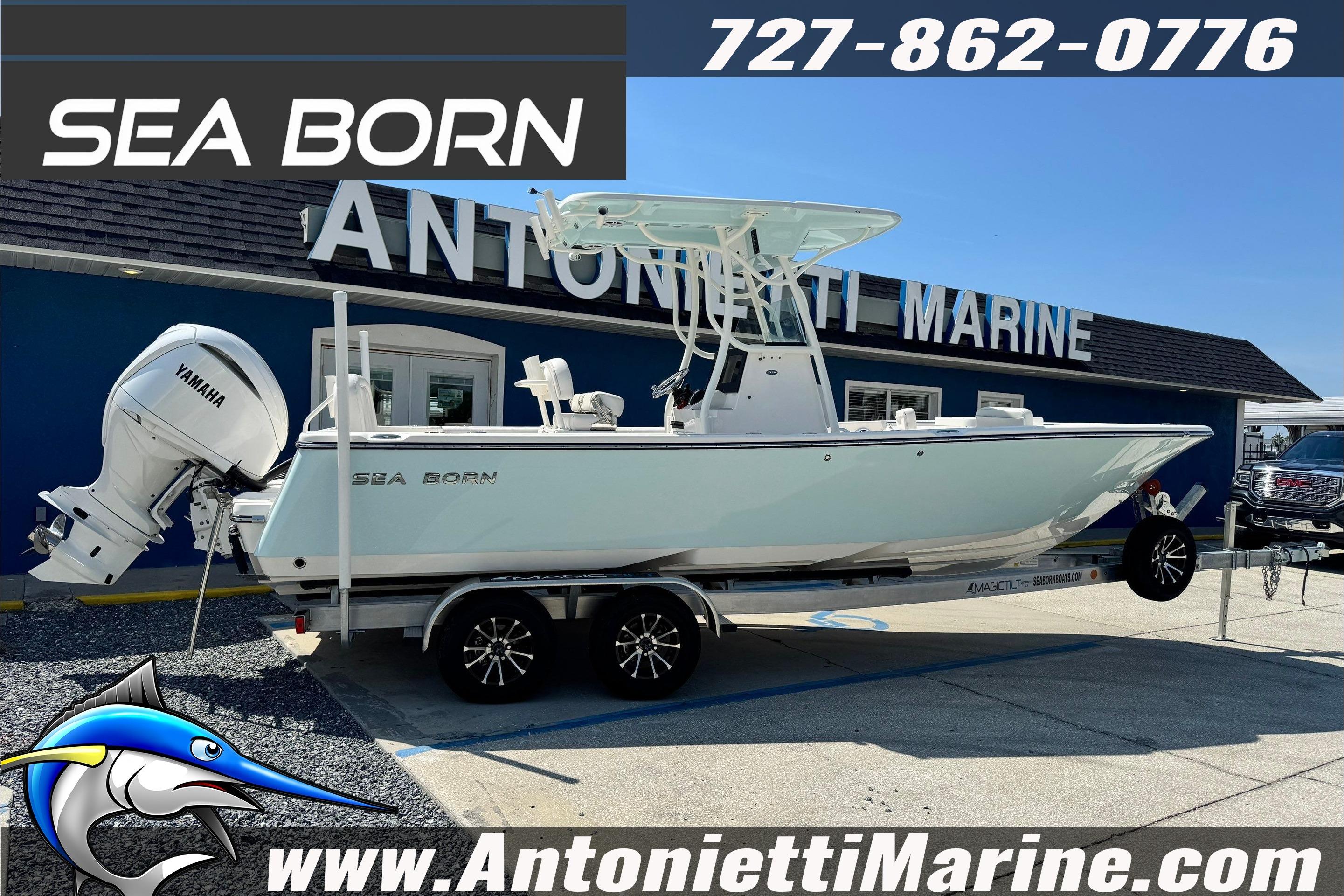 Sea Born LX24 Center Console 2025 Sea Born LX24 Center Console boat displayed at Antonietti Marine dealership.
