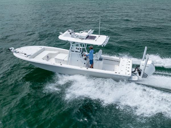 Canyon Bay 28h 2023 Canyon Bay 28h boat cruising on open water.
