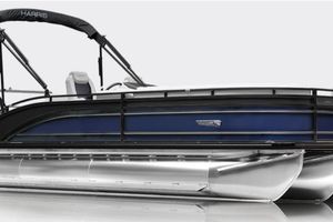 Harris FloteBote Solstice 250 SL 2026 Harris FloteBote Solstice 250 SL pontoon boat, sleek design with blue and silver accents.