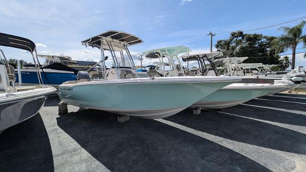 Key West 203 FS 2025 Key West 203 FS boat displayed outdoors under a clear sky.
