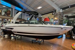 Monterey 238SS Super Sport 2024 Monterey 238SS Super Sport boat displayed indoors, showcasing sleek design and modern features.