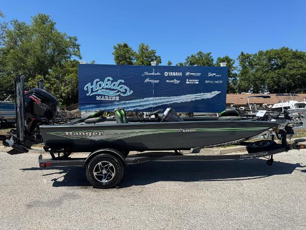 Ranger RT188P 2025 Ranger RT188P boat on trailer at Holiday Marine dealership.