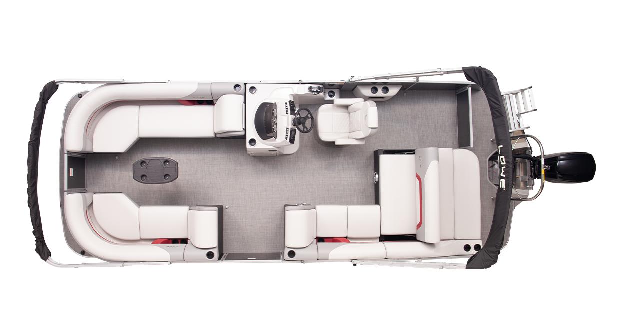 Lowe SS230CL 2023 Lowe SS230CL pontoon boat interior layout, featuring spacious seating and modern helm.