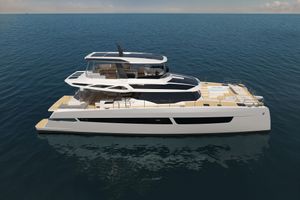 Fountaine Pajot FPY 70 Luxurious 2027 Fountaine Pajot FPY 70 yacht cruising on open sea.