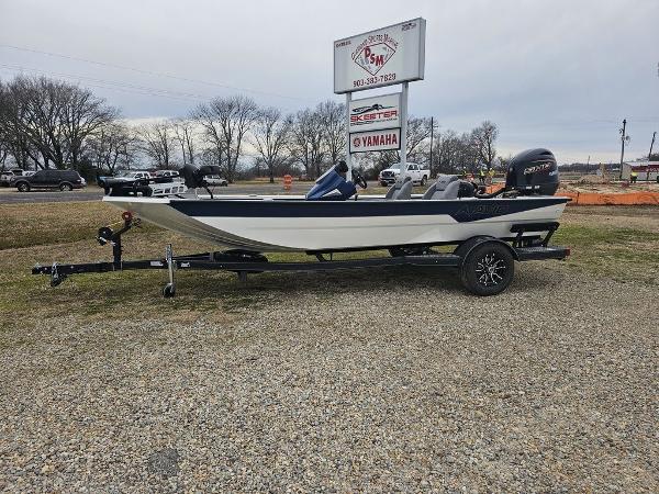 Avid 18 Vertex Crappie 2025 Avid 18 Vertex Crappie boat on trailer, parked outdoors.