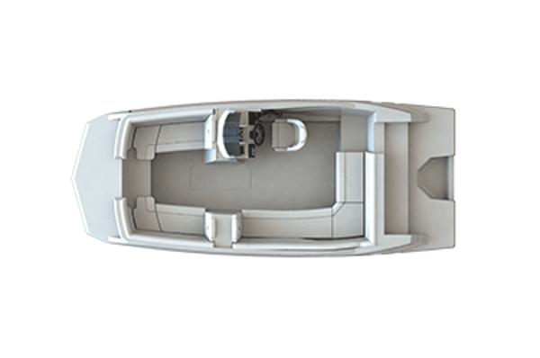 Starcraft SVX 211 OB 2026 Starcraft SVX 211 OB boat, top view, showcasing spacious seating and helm layout.