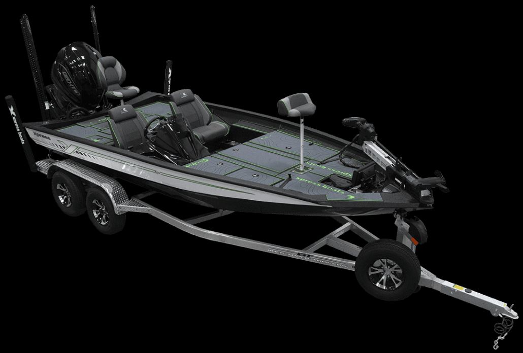 Xpress X-19 PRO 2026 Xpress X-19 PRO fishing boat on trailer, featuring sleek design and modern equipment.