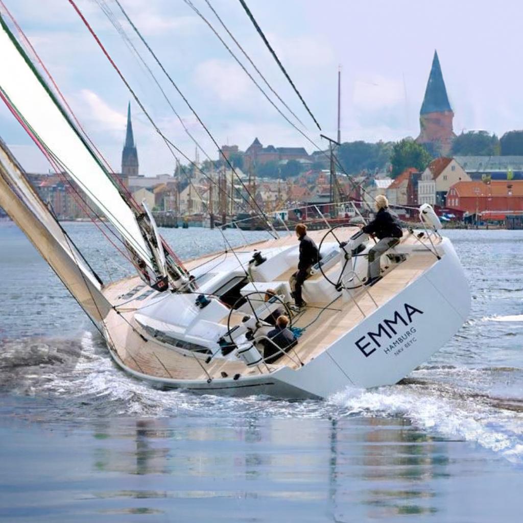 Nautor Swan 60 Sailing yacht Nautor Swan 60 FD, 2009 model, navigating near a Flensburg, Germany