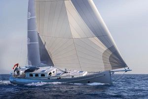 Puffin 42 Sailing yacht Puffin 42, 2026 model, gliding on open sea with full sails.