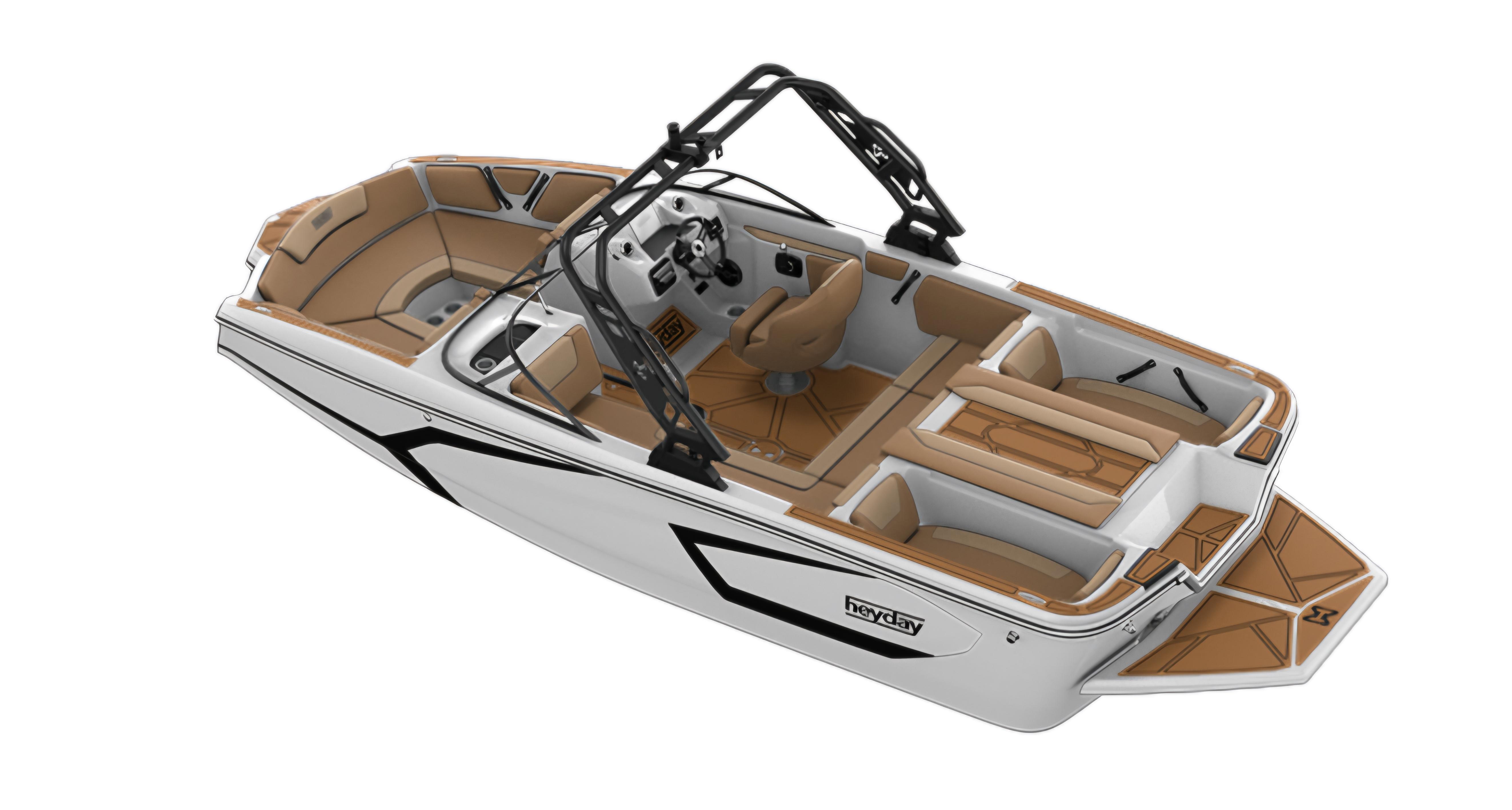 HEYDAY WAKE BOATS WT-2DC 2025 HEYDAY WAKE BOATS WT-2DC, sleek design, tan interior, black accents.