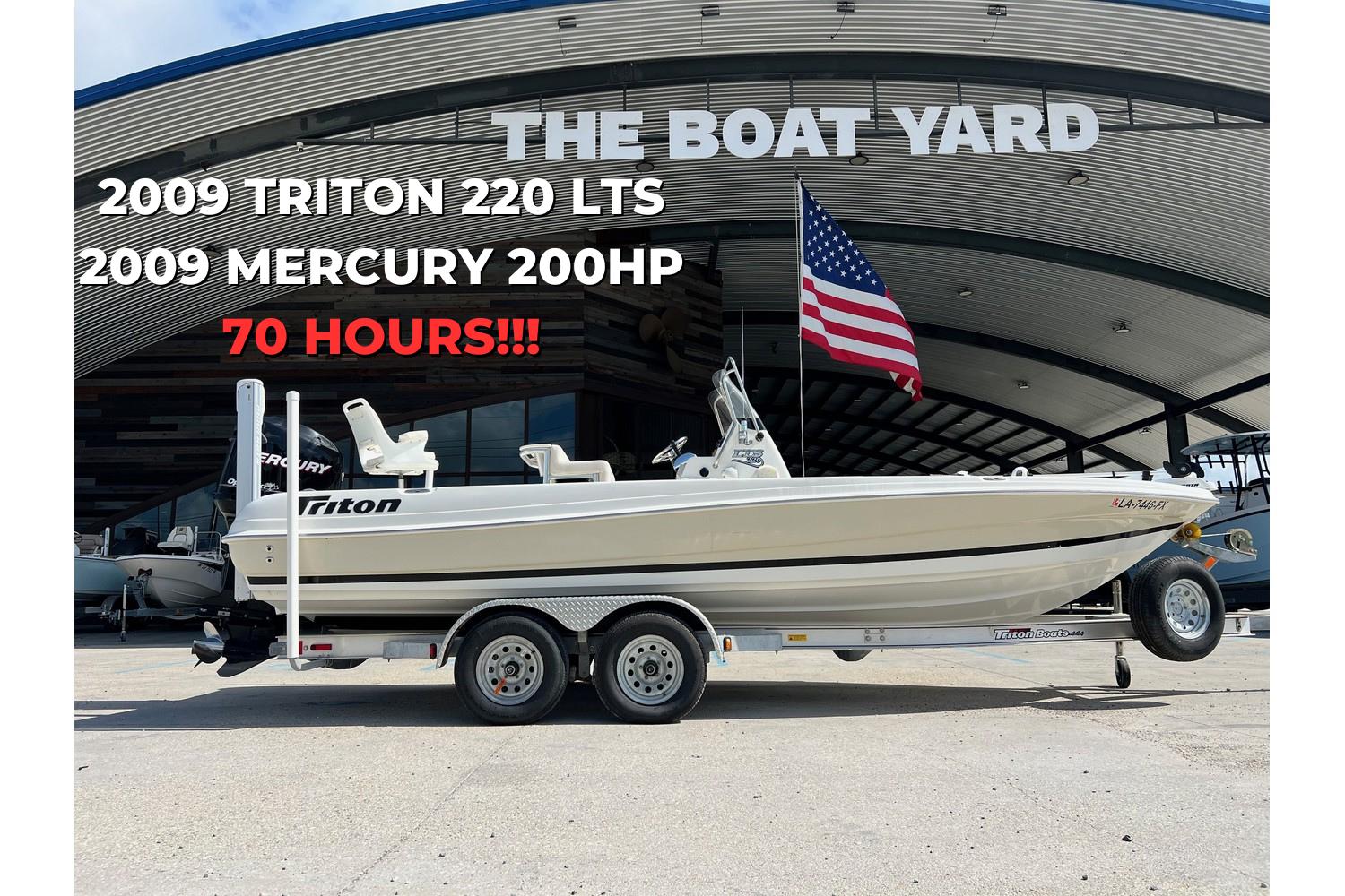 Triton 220 LTS 2009 Triton 220 LTS boat on trailer, 200HP Mercury engine, 70 hours, at The Boat Yard.