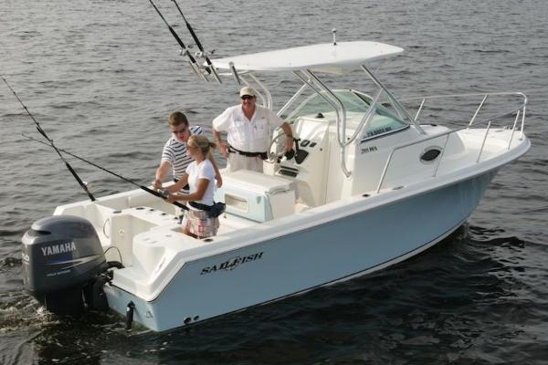 Sailfish 220 WAC Manufacturer Provided Image: 2020 Sailfish 220 WAC boat on water with people fishing.