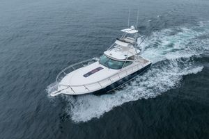 Tiara Yachts 4300 Open 2015 Tiara Yachts 4300 Open cruising on open water, aerial view.