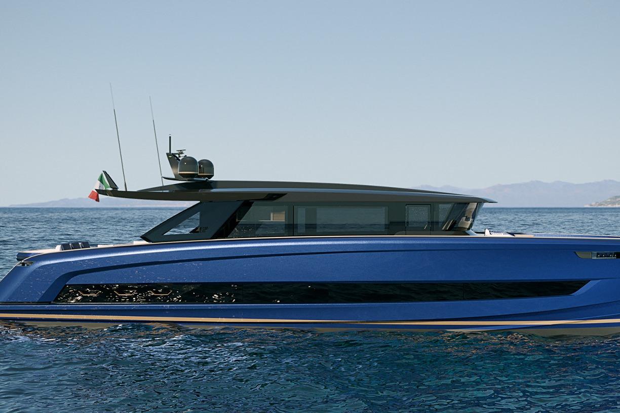 Solaris Power 70 GRAND COUPE 2026 Solaris Power 70 GRAND COUPE yacht on calm sea, sleek design, blue exterior.