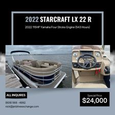 Starcraft LX 22 R 2022 Starcraft LX 22 R pontoon boat with Yamaha engine, priced at $24,000.