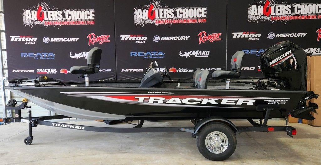 Tracker Pro Team 175 2026 Tracker Pro Team™ 175 boat on display at Angler's Choice showroom.