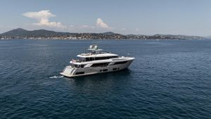 Custom Line 37 Luxurious 2022 Custom Line 37 yacht cruising on serene blue waters.