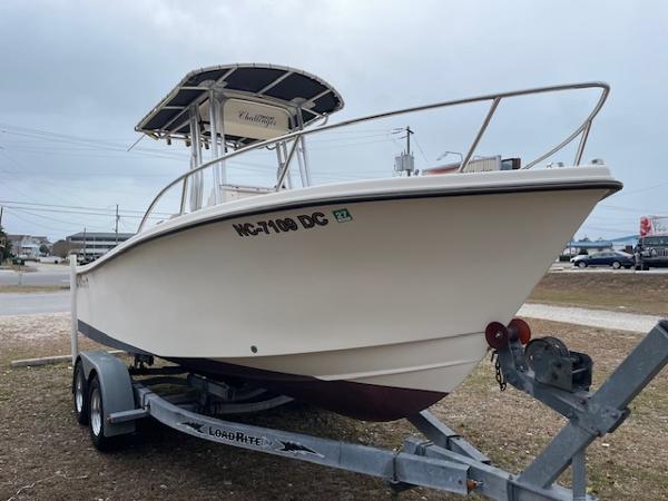 KenCraft 206 2005 KenCraft 206 boat on trailer, parked outdoors, overcast sky.