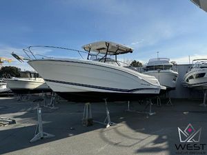 Jeanneau Cap Camarat 9.0 CC 2020 Jeanneau Cap Camarat 9.0 CC boat displayed on stands outdoors.