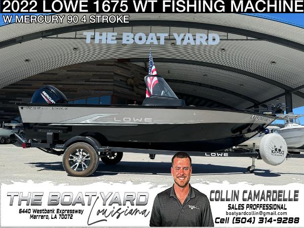 Lowe Fishing Machine 1675 WT 2022 Lowe Fishing Machine 1675 WT with Mercury 90 4-stroke at The Boat Yard, Louisiana.