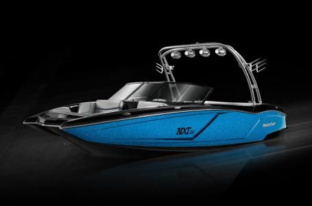 MasterCraft NXT22 2016 MasterCraft NXT22 boat with sleek blue design and modern wakeboard tower.