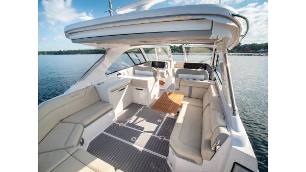 Regal LS36 Luxurious 2022 Regal LS36 boat interior with spacious seating and elegant design.