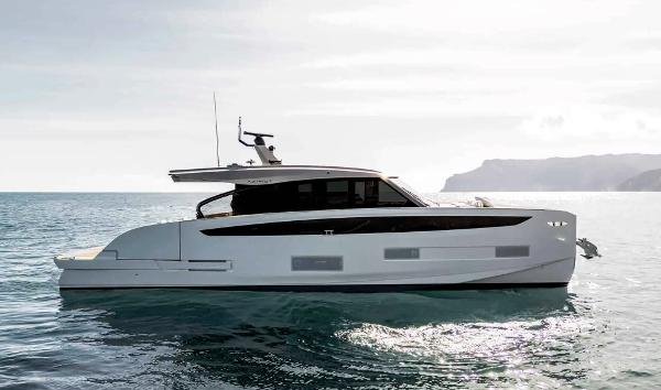 Azimut Seadeck 6 2025 Azimut Seadeck 6 yacht on calm sea, sleek design, side view.