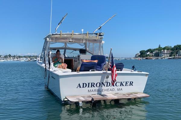 Bertram 26 Moppie 1977 Bertram 26 Moppie boat named Adirondacker on water in Marblehead, MA.