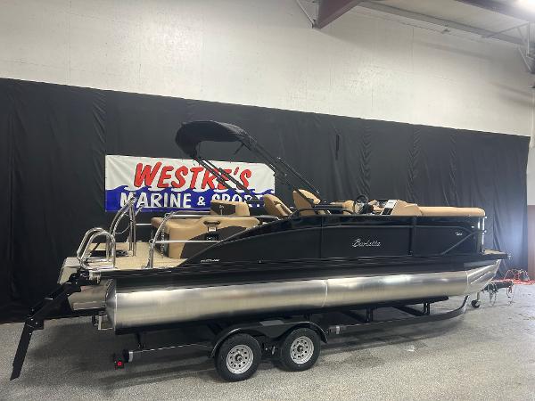Barletta Cabrio 22UC 2025 Barletta Cabrio 22UC pontoon boat on trailer at Westre's Marine & Sport showroom.