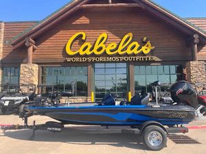Nitro Z18 Nitro Z18 2025 boat displayed outside Cabela's store.