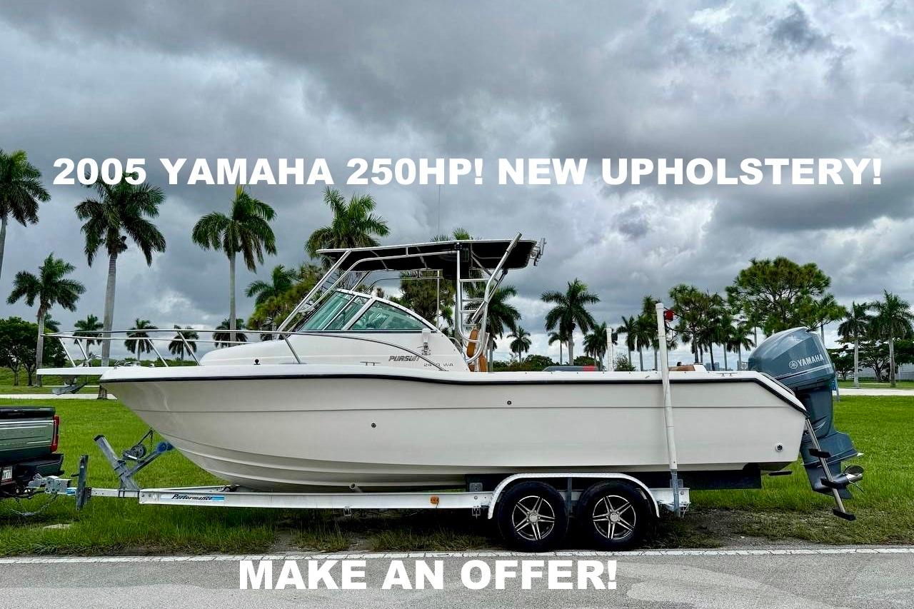 Pursuit 2470 Walkaround 2001 Pursuit 2470 Walkaround boat with 2005 Yamaha 250HP engine, new upholstery, on trailer.