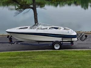 Four Winns Horizon RS RX 1998 Four Winns Horizon RS RX boat on trailer by a lake.