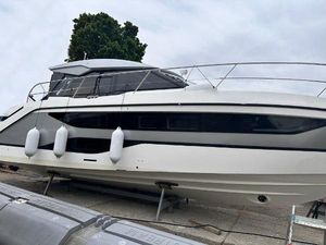 Bavaria SR36 2023 Bavaria SR36 yacht on dry dock, sleek design with fenders attached.
