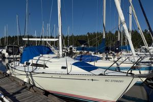 C&C 30 MK II 1988 C&C 30 MK II sailboat docked in a marina, surrounded by other boats.