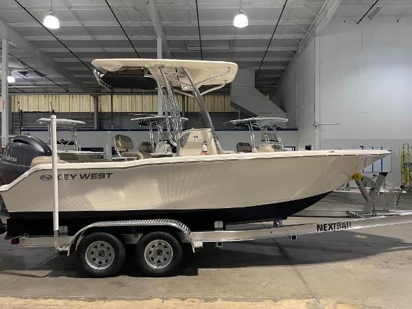 Key West 203 FS 2023 Key West 203 FS boat on trailer in indoor storage facility.