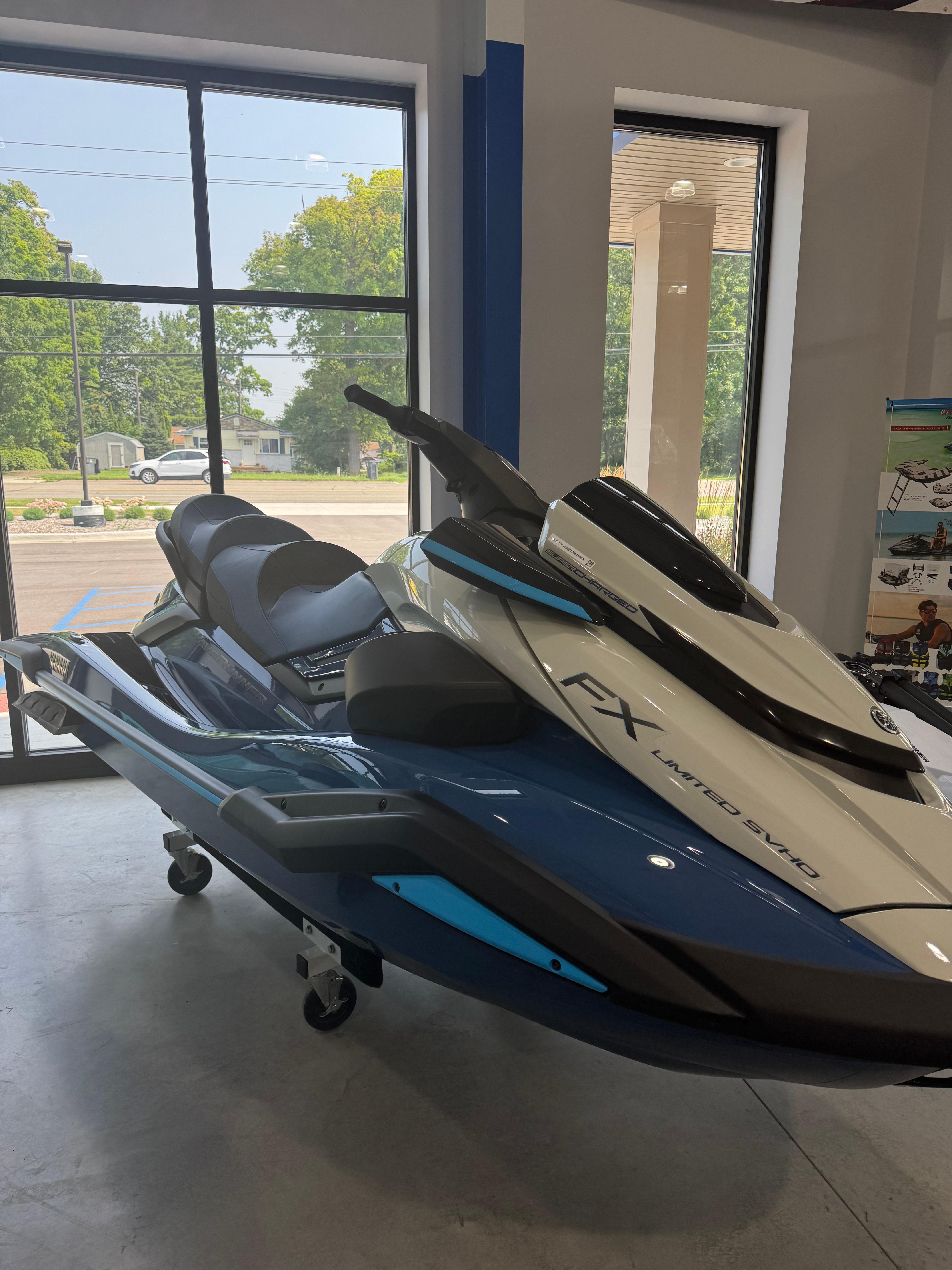 Yamaha WaveRunner FX Limited SVHO 2025 Yamaha WaveRunner FX Limited SVHO displayed indoors, showcasing sleek design and advanced features.