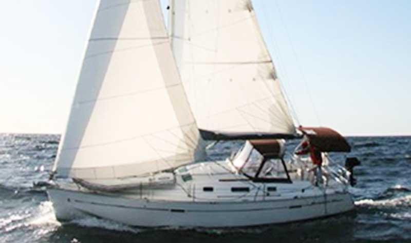 Beneteau 343 2007 Beneteau 343 sailboat navigating open waters with full sails.