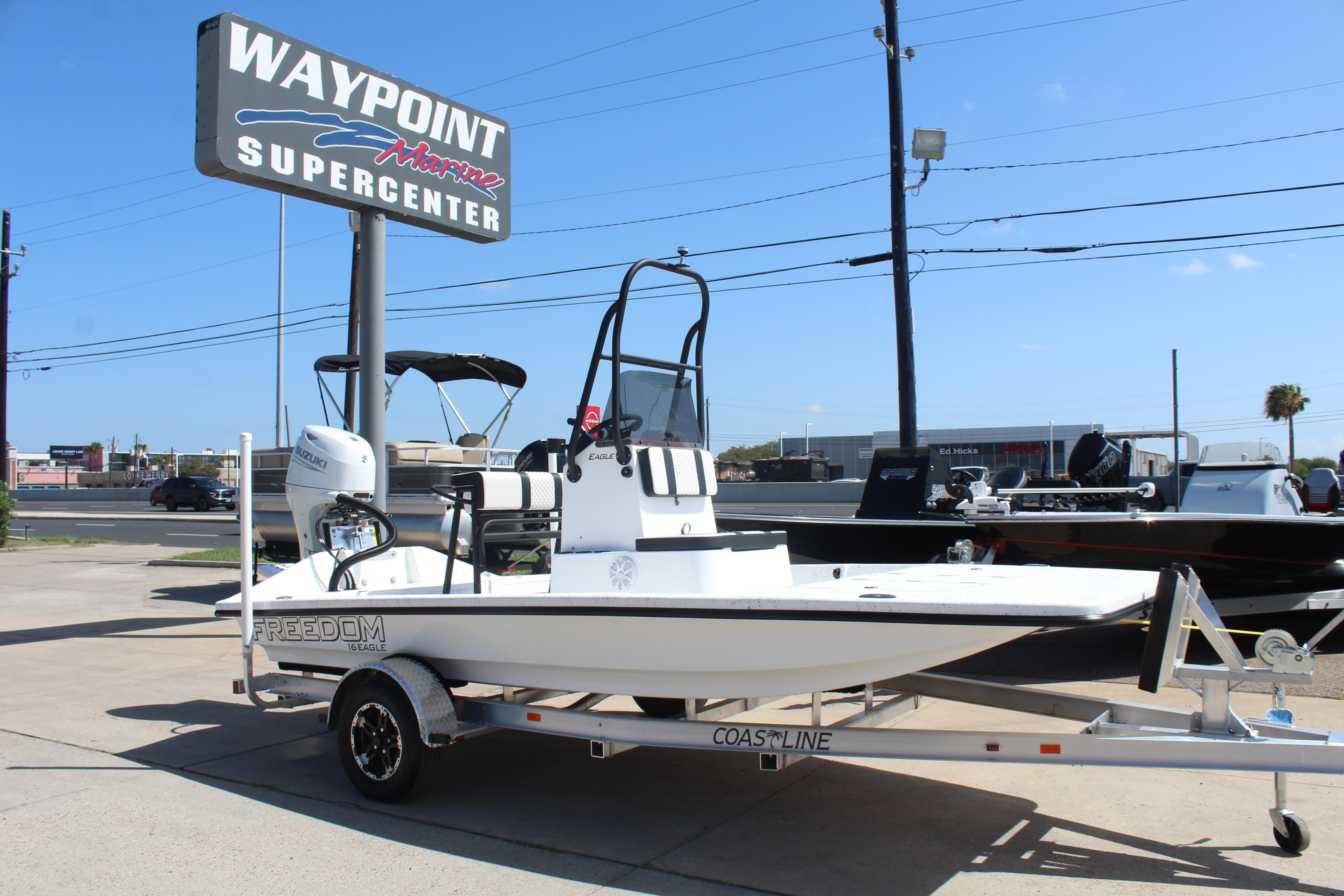 Freedom Boats USA 16' Eagle 2025 Freedom Boats USA 16' Eagle on trailer at Waypoint Marine Supercenter.