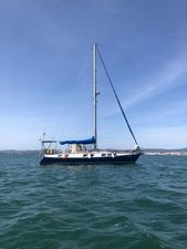 Custom Reinke Hydra SC Sailboat "Reinke Hydra SC" 1984 on calm water under clear blue sky.