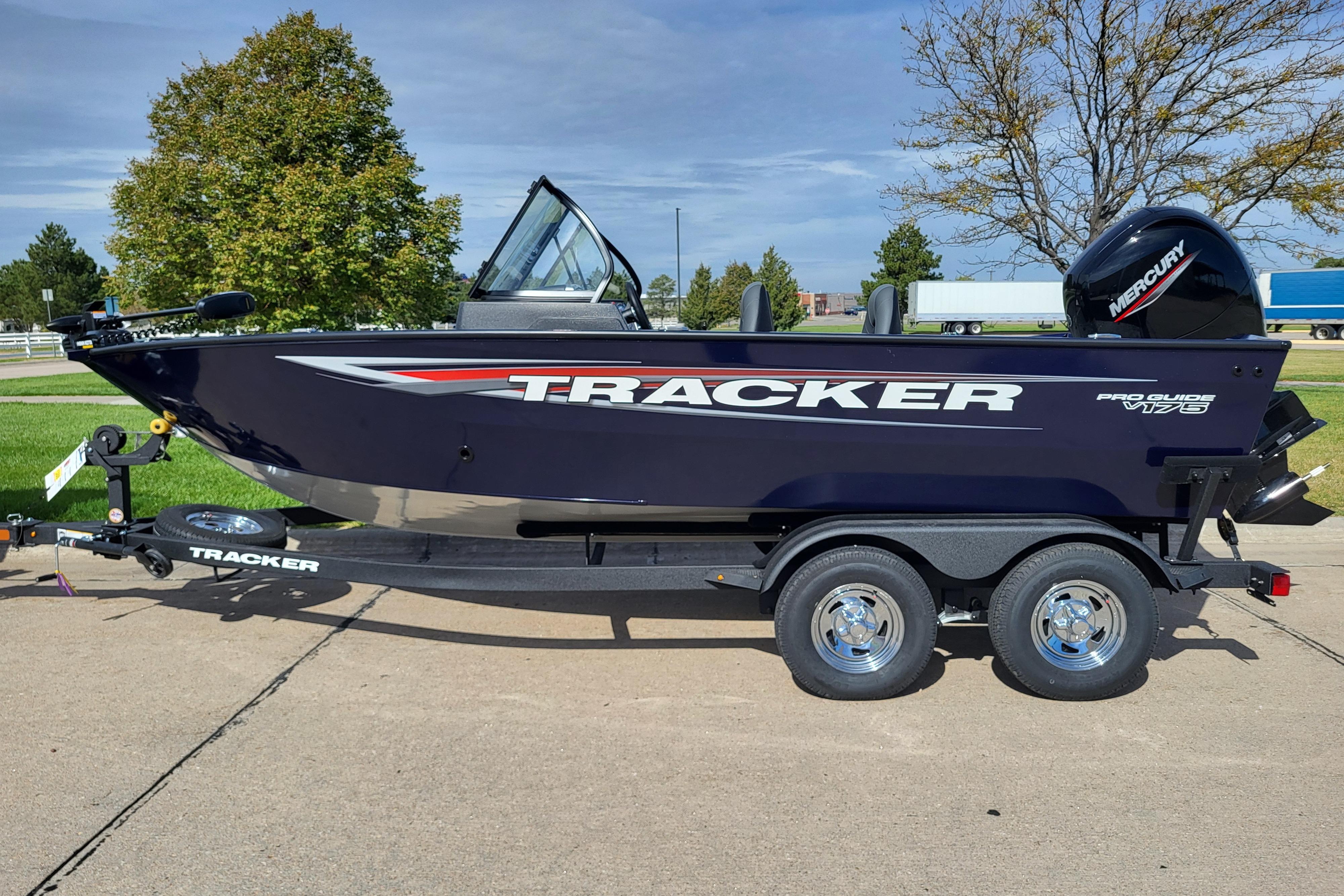Tracker Pro Guide V-175 WT 2026 Tracker Pro Guide V-175 WT boat on trailer, parked outdoors.