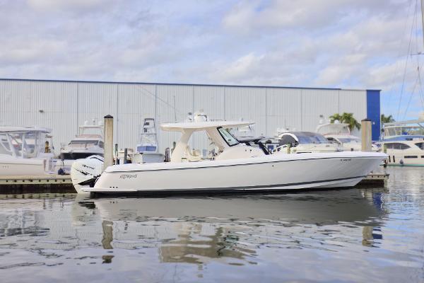 Intrepid 375 Nomad SE 2020 Intrepid 375 Nomad SE boat docked at marina.